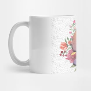 Woman with flowers as a pattern and white background Mug